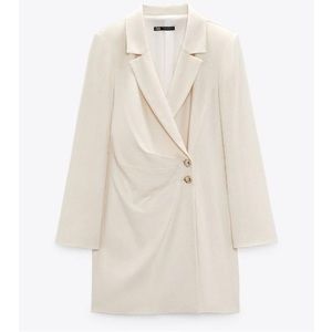 Zara linen blazer dress with gold buttons